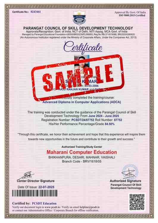 ADCA Computer Certificate
